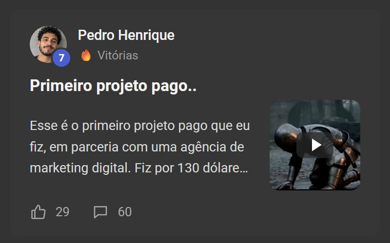 Depoimento de aluno