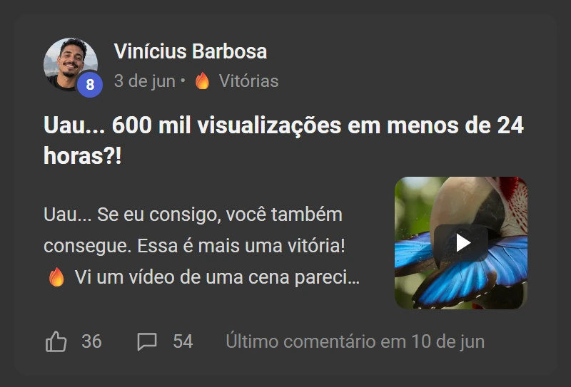Depoimento de aluno