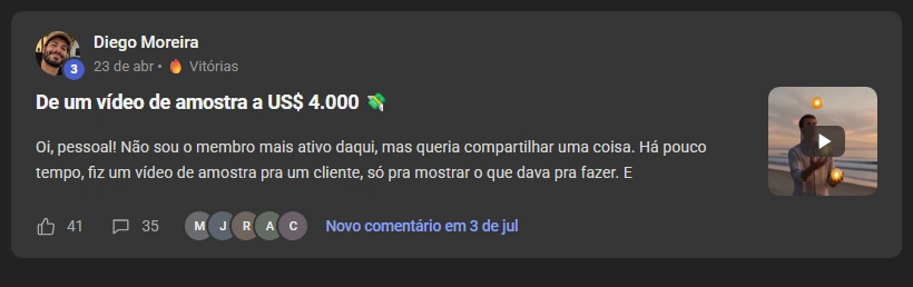 Depoimento de aluno