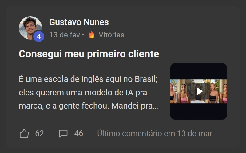Depoimento de aluno