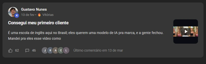 Depoimento de aluno