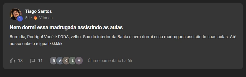 Depoimento de aluno: nem dormi essa madrugada assistindo as aulas