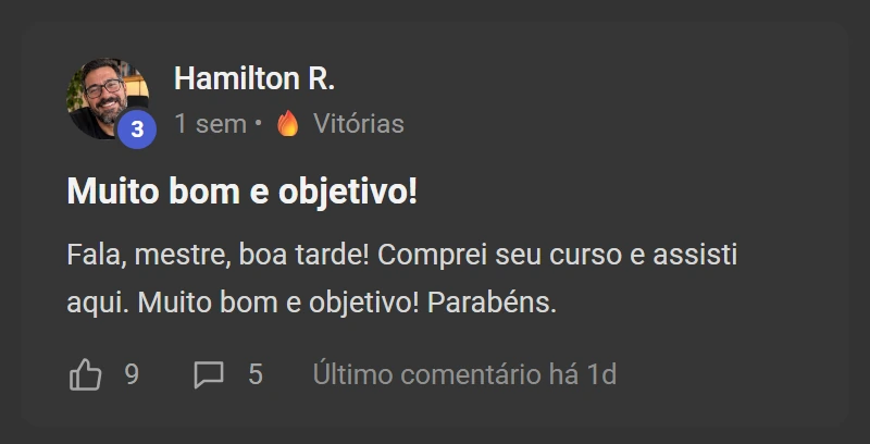 Depoimento de aluno: muito bom e objetivo