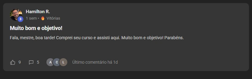 Depoimento de aluno: muito bom e objetivo