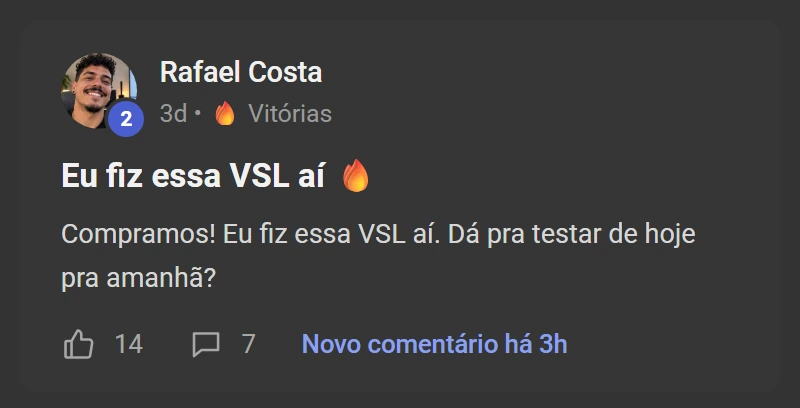 Depoimento de aluno: eu fiz essa VSL aí