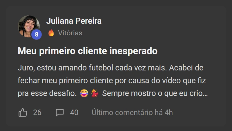 Depoimento de aluno