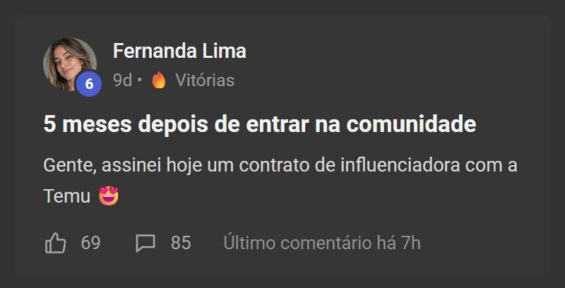 Depoimento de aluno