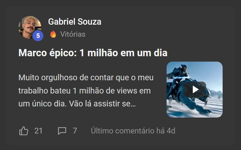 Depoimento de aluno