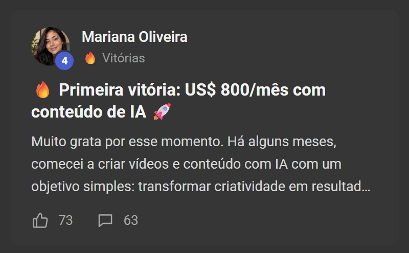 Depoimento de aluno